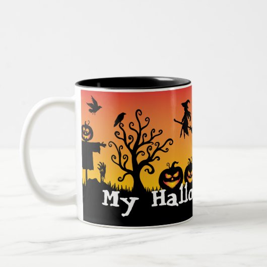 Meine Halloween-Tasse Zweifarbige Tasse (Links)