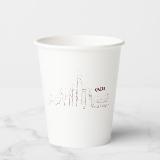 Meine Heimat Katar – Minimalistisches Design Pappbecher (Vorderseite)