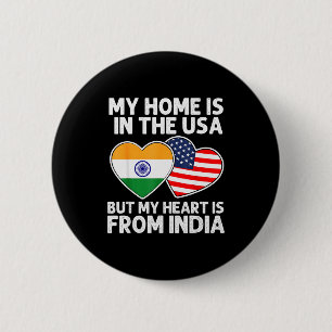 Meine Heimat USA Mein Herz Indien Indisch-Amerikan Button