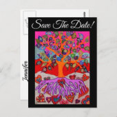 Meine Herz-Blume für dich Bäume des Lebens Save th Postkarte (Vorne/Hinten)