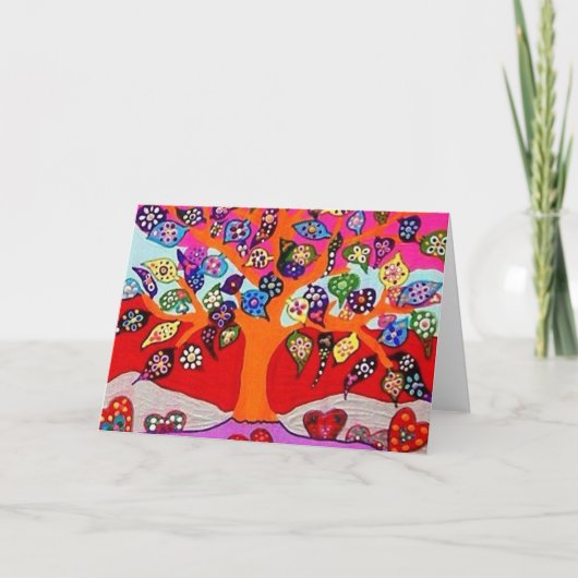 Meine Herz-Blumen für Sie Baum des Lebens Karte (Vorderseite)