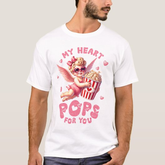 Meine Herz-Pop für dich" Niedliches Popcorn-Design T-Shirt (Vorderseite)