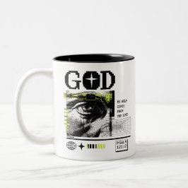 Meine Hilfe kommt vom Herrn Psalm 121:2 Retrowave Zweifarbige Tasse