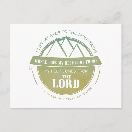 Meine Hilfe kommt vom Herrn, Verse für grüne Logos Postkarte (Vorderseite)