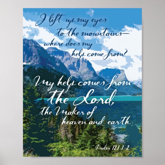 Meine Hilfe kommt vom Lord Psalm 121 Art Poster (Vorne)