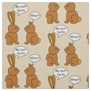 Meine HinternHurts! - Was? Häschen-Muster Brown Stoff