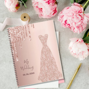 Meine Hochzeit Roségold Glittertropfen Braut 2023 Planer