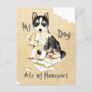 Meine Husky Ate meine Hausaufgaben Postkarte