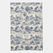 Meine Hütte Cobalt und Cream Toile de Jouy Geschirrtuch (Vertikal)