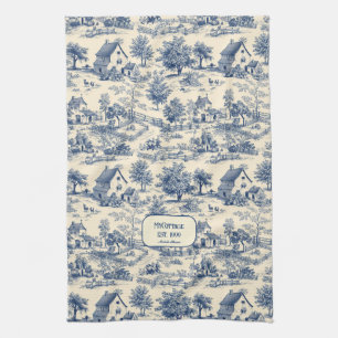 Meine Hütte Cobalt und Cream Toile de Jouy Geschirrtuch