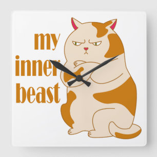 Meine innere Bestie fauler Fettsack Motivationszit Quadratische Wanduhr