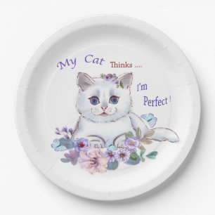 Meine Katze hält mich für perfekte Cat Illustratio Pappteller