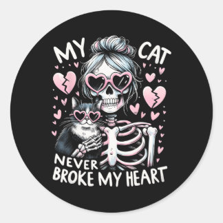 Meine Katze hat nie mein Herz gebrochen Funny Skel Runder Aufkleber