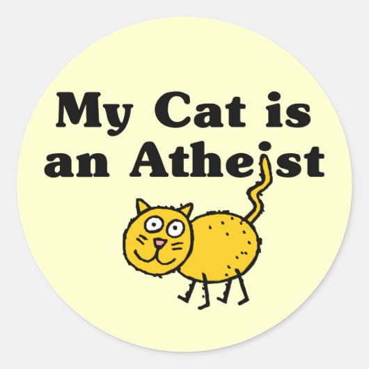 Meine Katze ist Atheist Runder Aufkleber (Vorderseite)