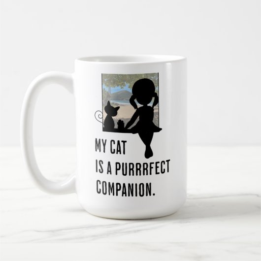 Meine Katze ist ein richtiger Begleiter. Cat Lover Kaffeetasse (Links)