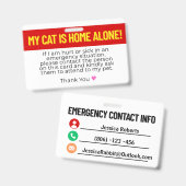 Meine Katze ist eine Zuhause-einzige Notfallkontak Ausweis (Front & Back)