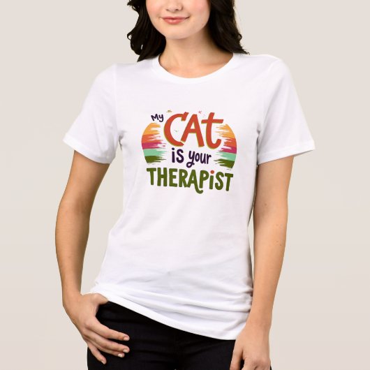 Meine Katze ist Ihr Therapeut - Funny Rainbow Cat Tri-Blend Shirt (Vorderseite)