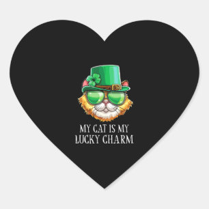 Meine Katze ist mein Glücksbringer-Kleeblatt St Pa Herz-Aufkleber