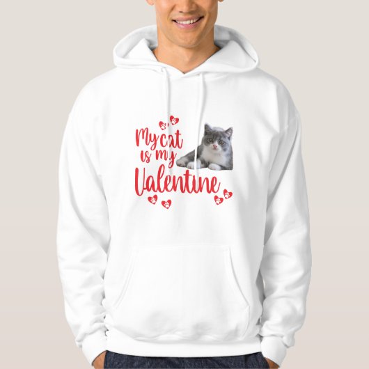 "Meine Katze ist mein Valentin" Männergeschenk Hoodie (Vorderseite)