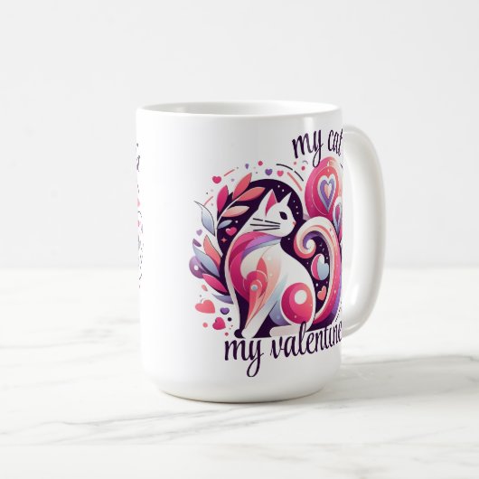 Meine Katze ist mein Valentine Kaffeetasse (VorderseiteRechts)