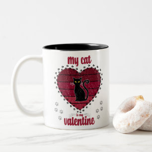 Meine Katze ist mein Valentine Niedliche Valenti Zweifarbige Tasse