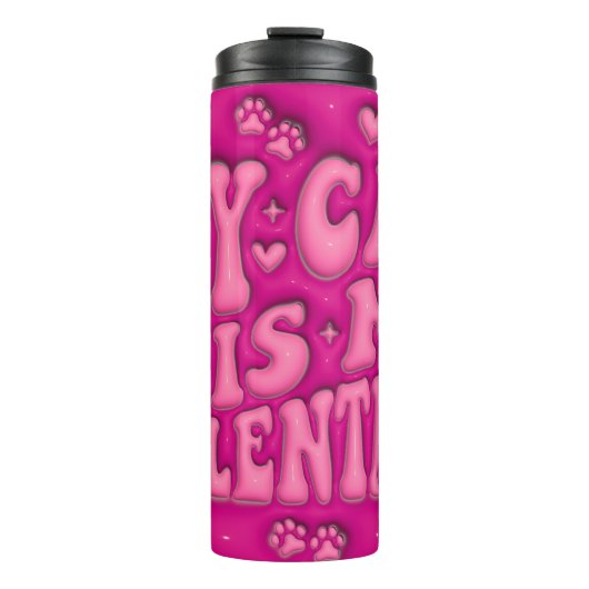 Meine Katze ist mein Valentine Thermosbecher (Vorderseite)