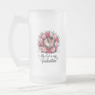 Meine Katze ist mein Valentinsgruß Floral Süße Kat Mattglas Bierglas