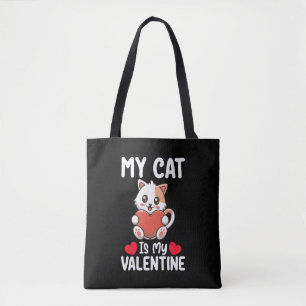 Meine Katze ist mein Valentinstag Lustige Haustier Tasche