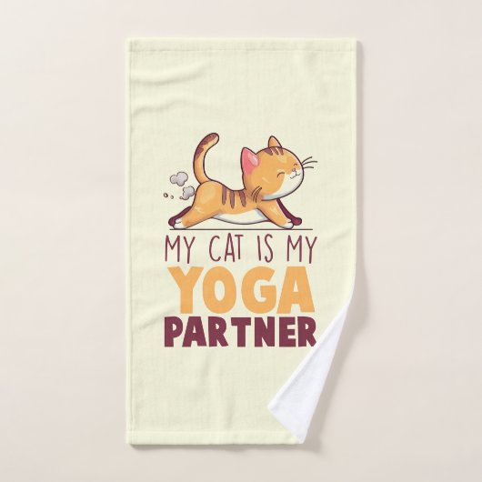 Meine Katze ist mein Yoga-Partner - Stretching Cat Badhandtuch Set (Handtuch)