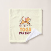 Meine Katze ist mein Yoga-Partner - Stretching Cat Badhandtuch Set (Waschlappen)