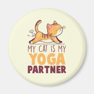 Meine Katze ist mein Yoga-Partner - Stretching Cat Magnet