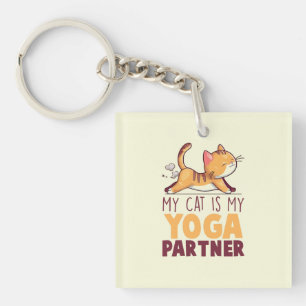 Meine Katze ist mein Yoga-Partner - Stretching Cat Schlüsselanhänger