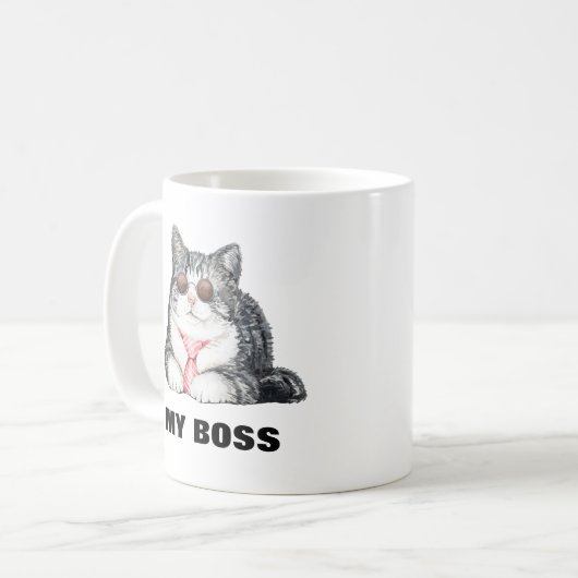 Meine Katze ist meine Bosssonnenbrille Krawatte lu Kaffeetasse (Vorderseite Links)