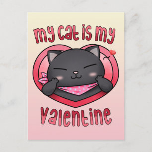 Meine Katze ist meine Valentine Black Cat Feiertagspostkarte