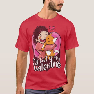 Meine Katze ist meine Valentine Kitten Lover Herz  T-Shirt