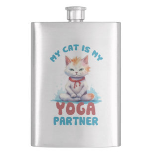 Meine Katze ist meine Yogapartnerin - eine adorabl Flachmann