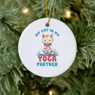 Meine Katze ist meine Yogapartnerin - eine adorabl Keramik Ornament
