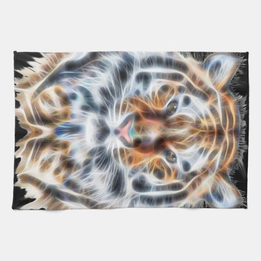 Meine Katze ist Schauspiel Up Tiger Gesichtsenergi Geschirrtuch (Horizontal)