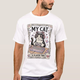 Meine Katze ist Spieler Zwei Katze Gamer Tech Vint T-Shirt