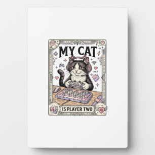 Meine Katze ist Spieler Zwei Katzen Gamer Tech Vin Fotoplatte