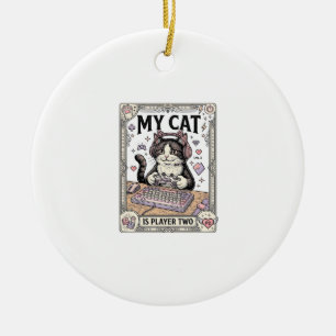 Meine Katze ist Spieler Zwei Katzen Gamer Tech Vin Keramik Ornament