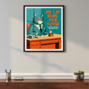 Meine Katze läuft in diesem Haus   Vintages Mittel Poster