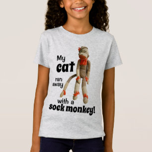 Meine Katze lief mit einem Socken-Affen weg! Funny T-Shirt