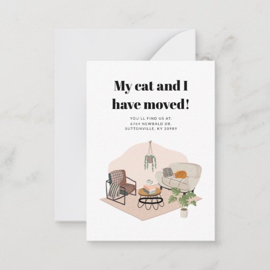 Meine Katze und ich bewegten die Adressänderung Mitteilungskarte (Vorderseite)