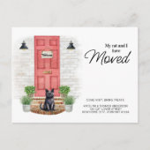 Meine Katze und ich haben die rote Vordertür versc Ankündigungspostkarte (Vorderseite)