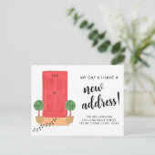 Meine Katze und ich haben eine neue Adresse Ankündigungspostkarte (Stehend Vorderseite)