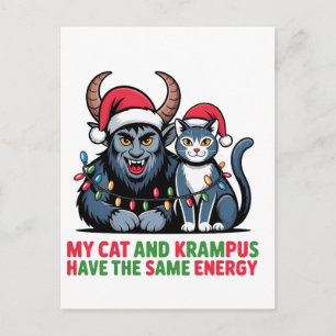 Meine Katze und Krampus haben die gleiche Energie Feiertagspostkarte