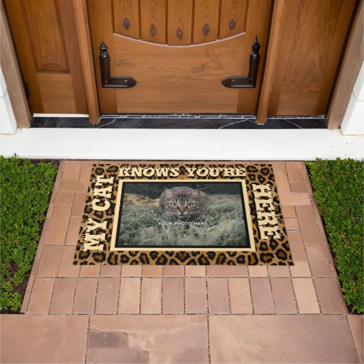 Meine Katze weiß, dass du hier Personalisiertes Fo Fußmatte (Außenbereich)