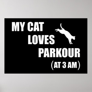 Meine Katzen Lieben Parkour (03.00 Uhr) Funny Cat  Poster