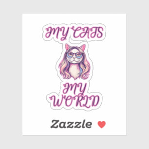 Meine Katzen Meine Welt Katzenliebhaber Perfektes Aufkleber